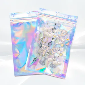 100Pcs Holographic Packaging Bags, 3x4 inch Resealable Foil Pouch Mylar Sample Bag Great for Small Business and Party Favor Food Storage