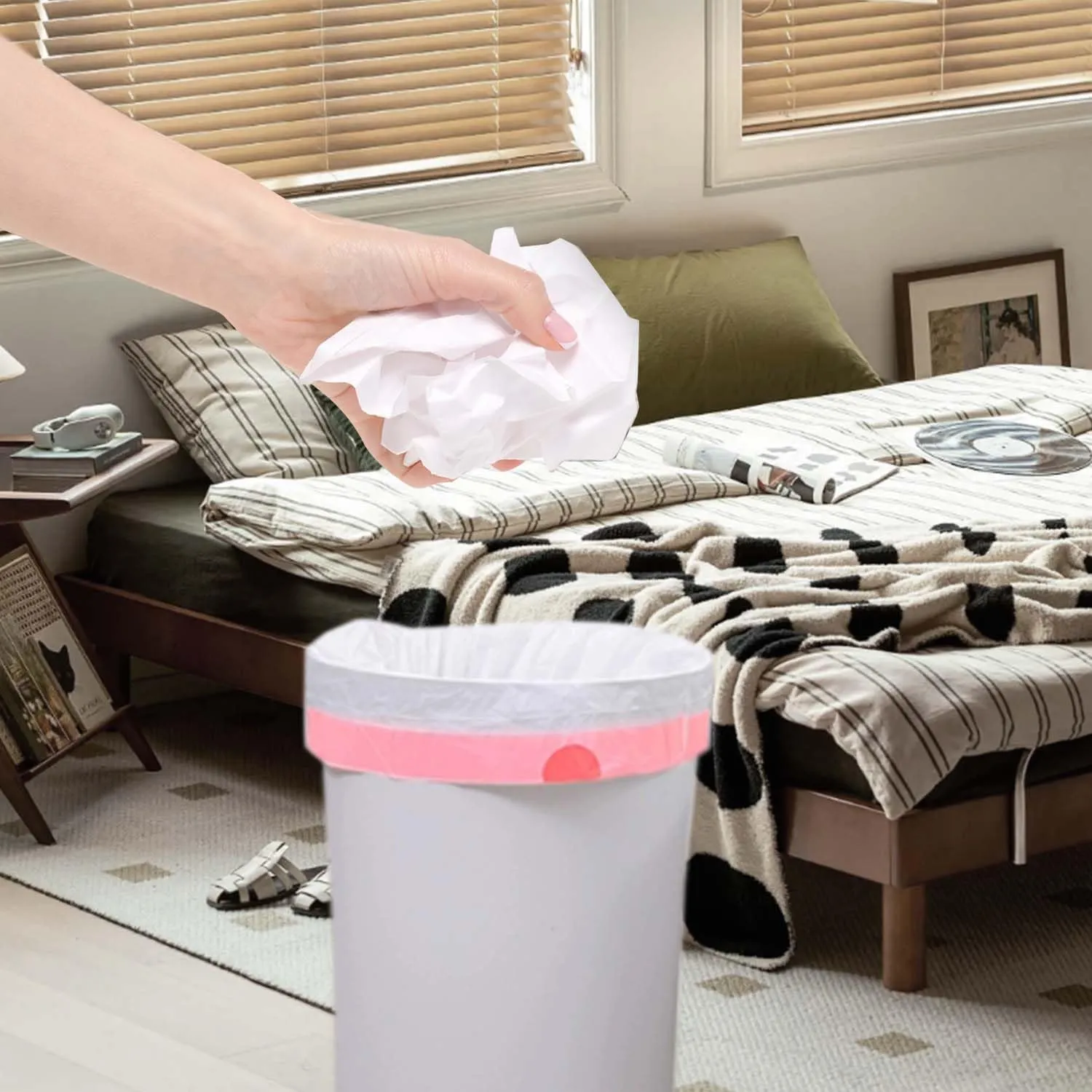 13 Gallon Trash Bags Drawstring, Pack of 20, Garbage Bags, 1.99Mil Thickness, 63x70cm, 16.8g/pcs, Unscented, Black