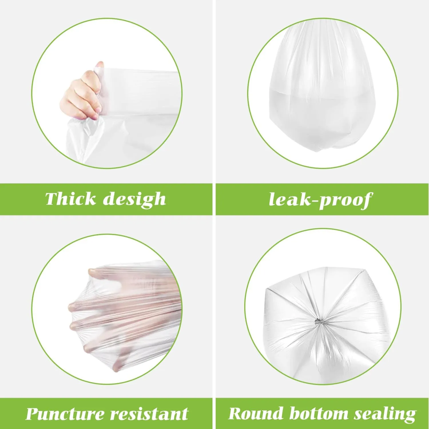 16 Gallon 100 Counts Strong Tall Kitchen Trash Bags,Fit 13,15,16,18Gal,Garbage Bags by Teivio, Unscented,Bin Liners, Plastic Bags for home,for Bathroom,Office,Industrial,Commercial, Janitorial,Clear