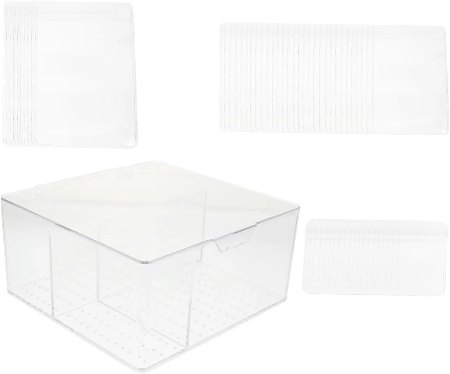 1set Box Jewelry Box Clear Pvc Zipper Lock Bags Clear Beads Bin Plastic Earrings Self Seal Jewelry Plastic Drawers Organizer Small Acrylic Compartment Container, IDHFNDCCCUS-B0CX1WV755