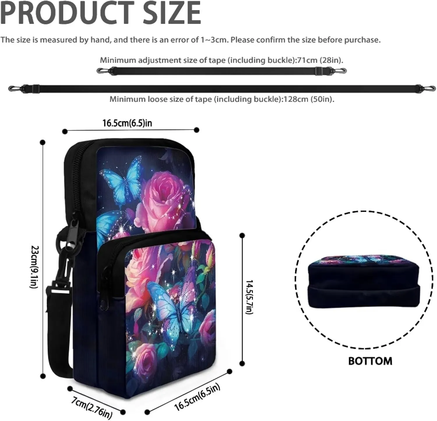 2 Layer Polyester Crossbody Chest Bag Satchel Sling Bags Waist Pouches for Women Girls