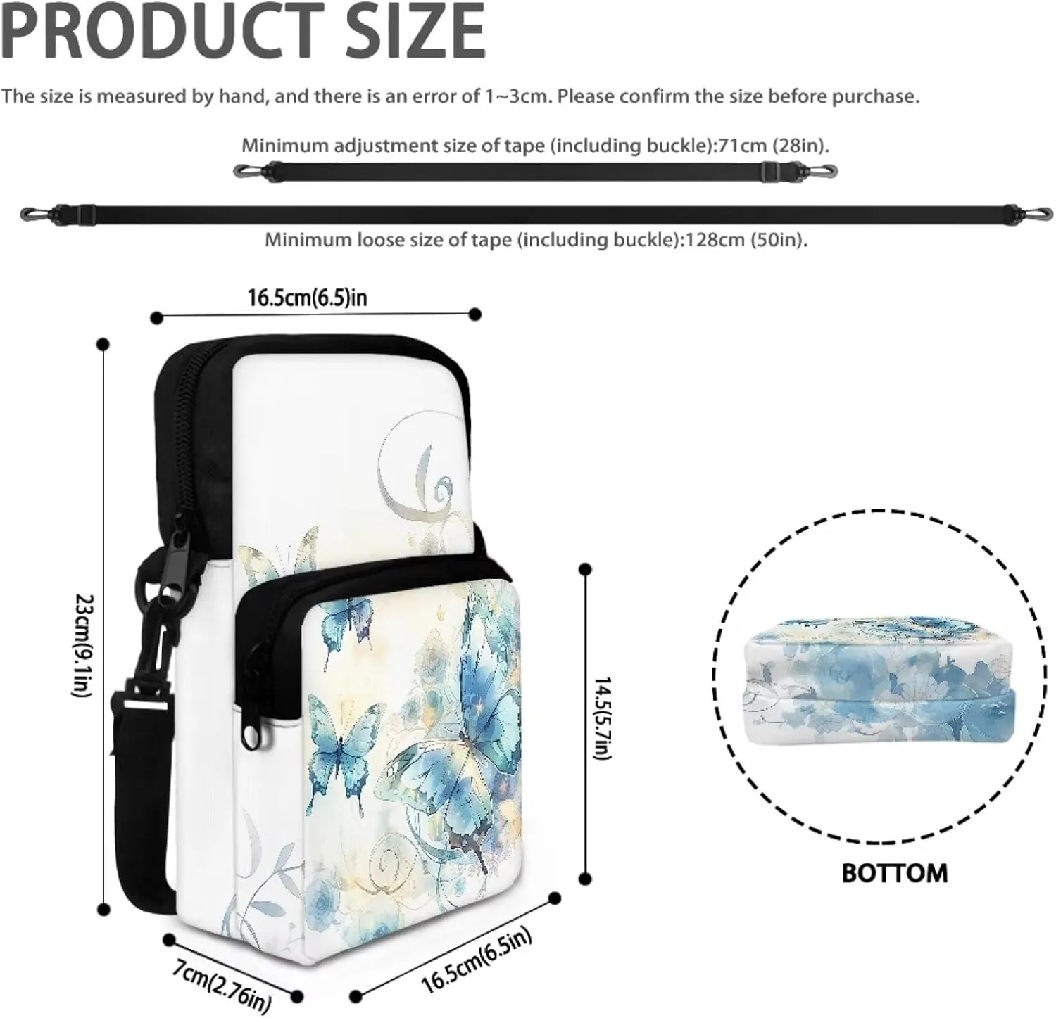 2 Layer Polyester Crossbody Chest Bag Satchel Sling Bags Waist Pouches for Women Girls