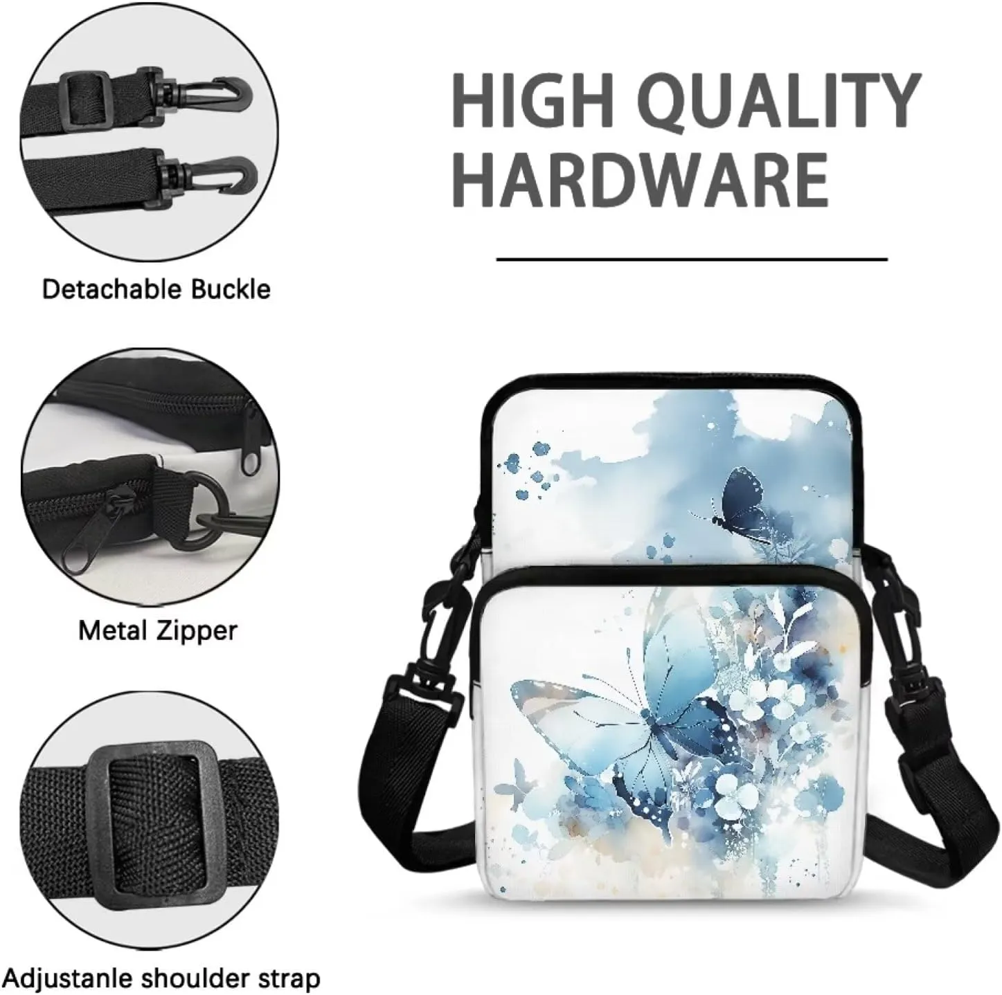 2 Layer Polyester Crossbody Chest Bag Satchel Sling Bags Waist Pouches for Women Girls
