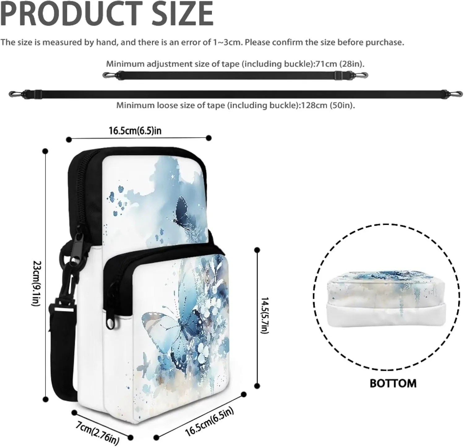 2 Layer Polyester Crossbody Chest Bag Satchel Sling Bags Waist Pouches for Women Girls