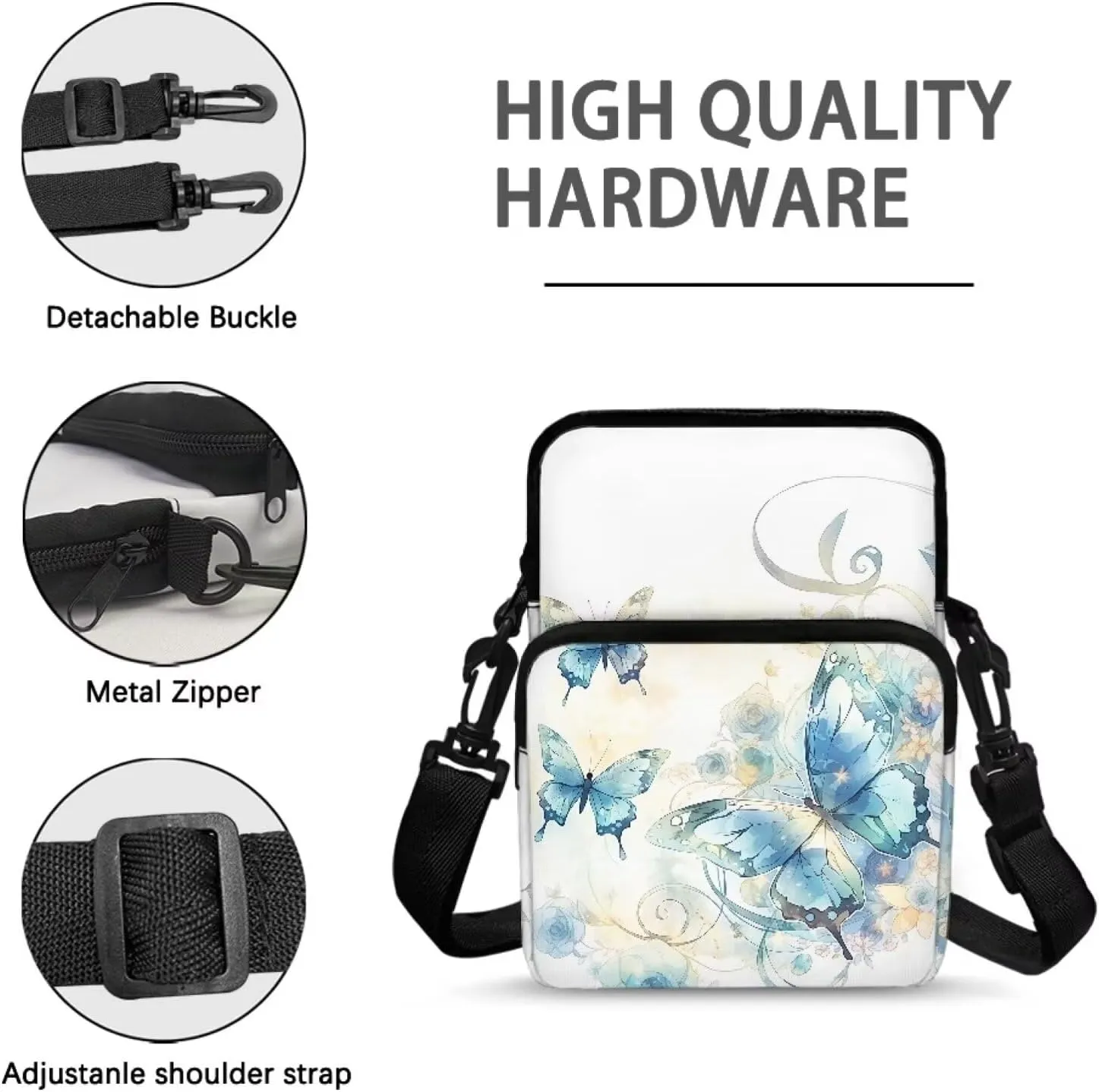 2 Layer Polyester Crossbody Chest Bag Satchel Sling Bags Waist Pouches for Women Girls