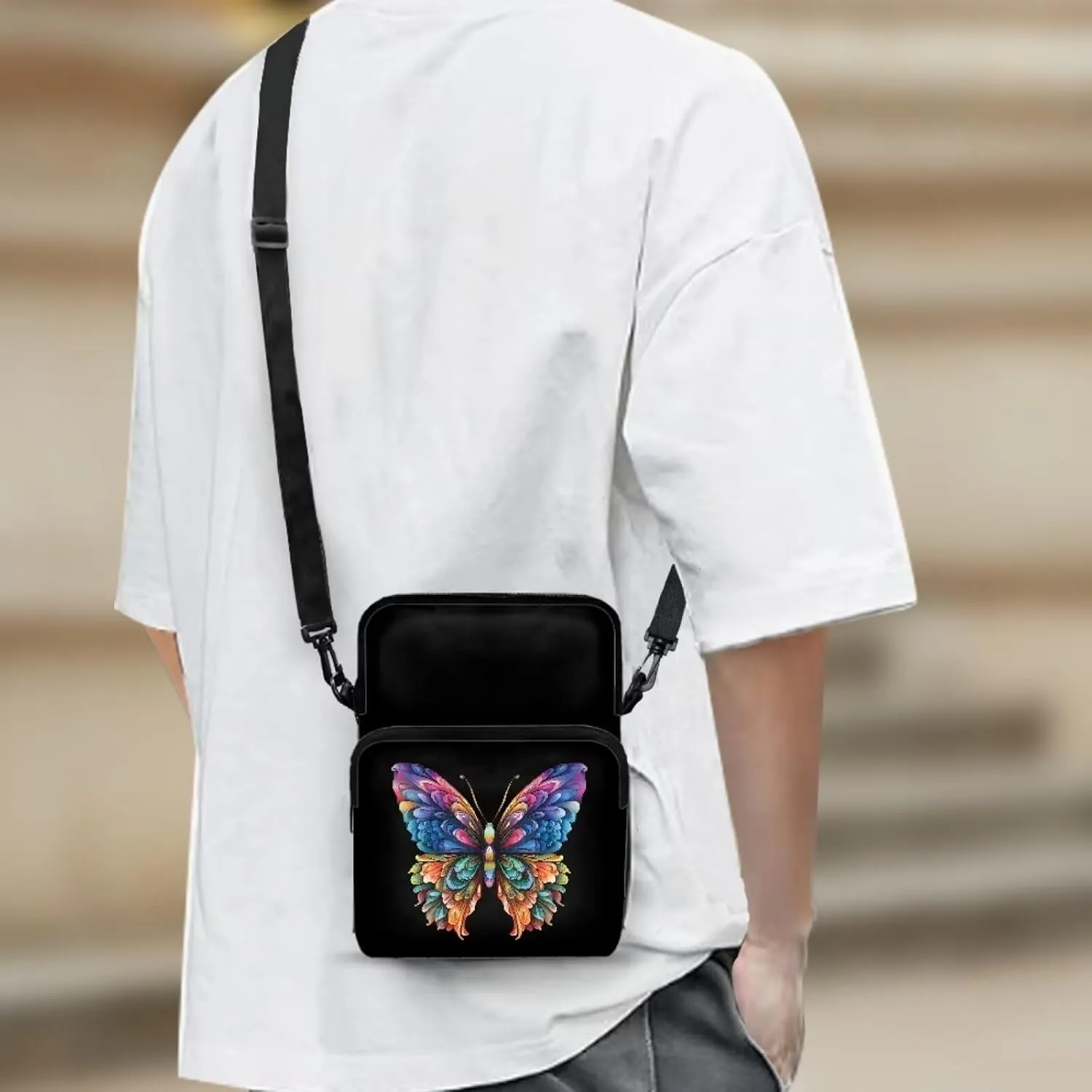 2 Layer Polyester Crossbody Chest Bag Satchel Sling Bags Waist Pouches for Women Girls