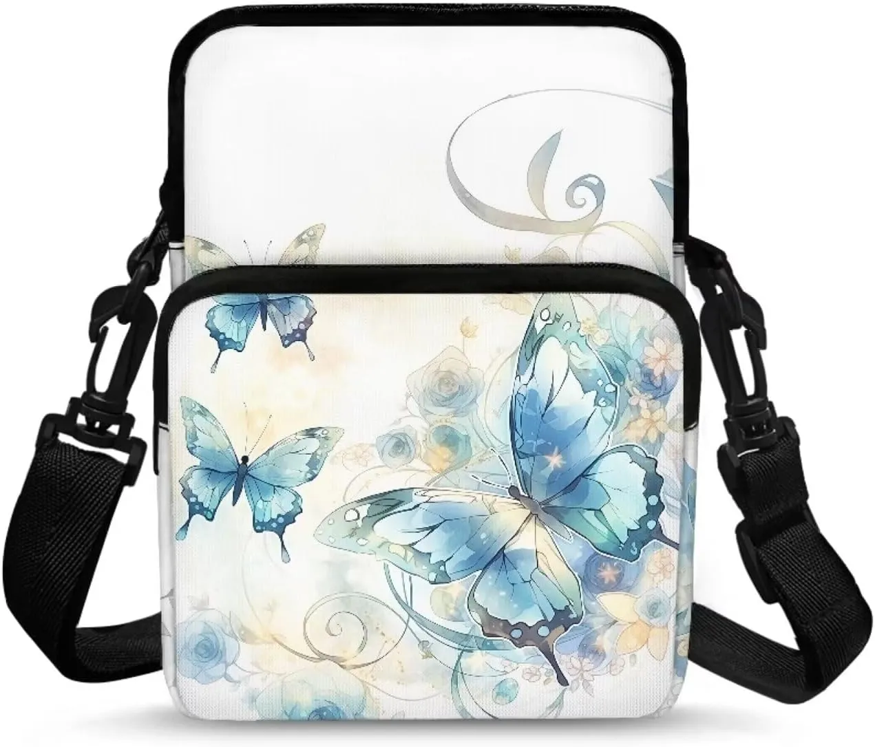 2 Layer Polyester Crossbody Chest Bag Satchel Sling Bags Waist Pouches for Women Girls
