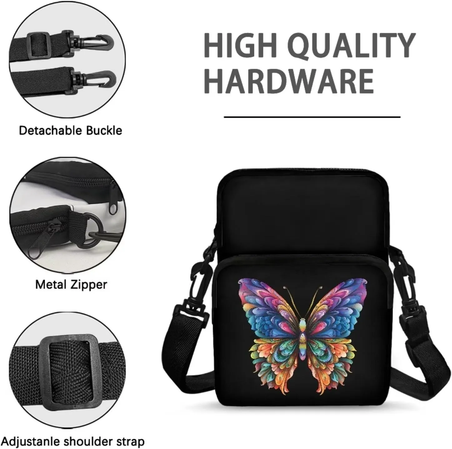2 Layer Polyester Crossbody Chest Bag Satchel Sling Bags Waist Pouches for Women Girls