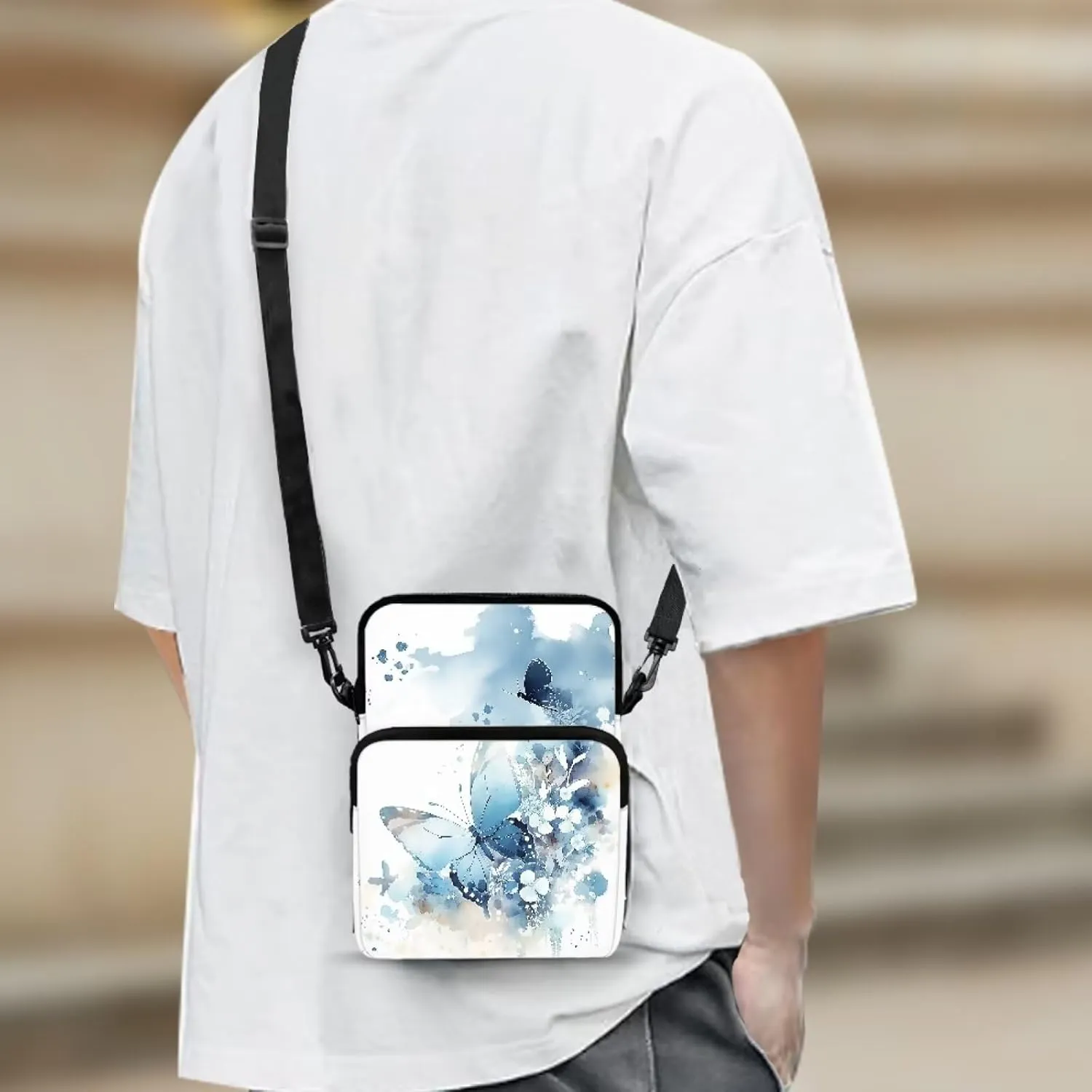 2 Layer Polyester Crossbody Chest Bag Satchel Sling Bags Waist Pouches for Women Girls