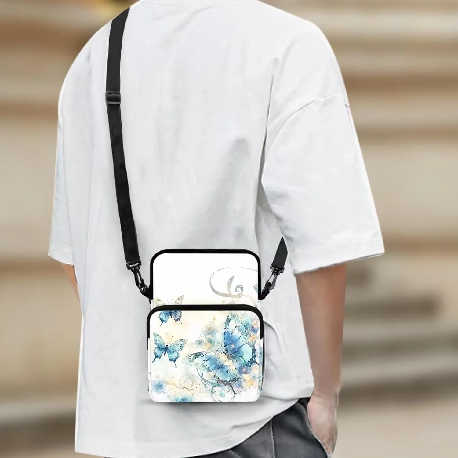 2 Layer Polyester Crossbody Chest Bag Satchel Sling Bags Waist Pouches for Women Girls