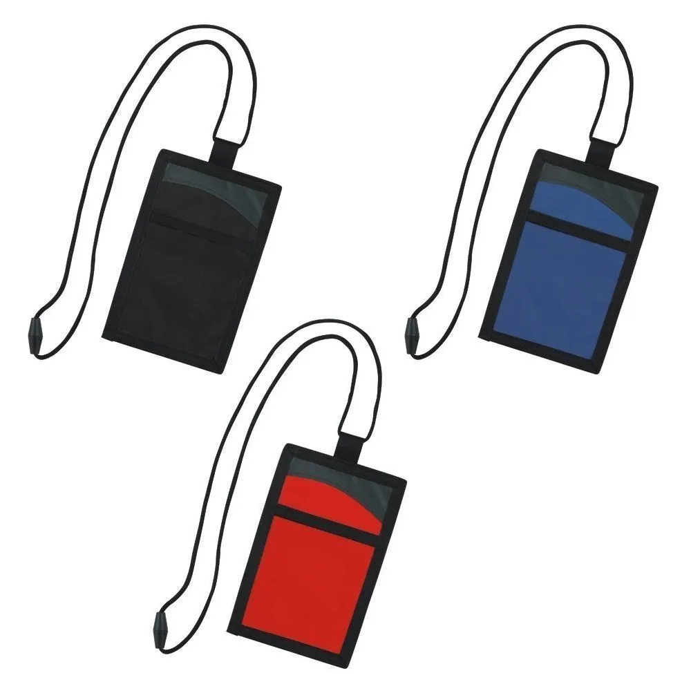 2 Pack Travel Pouch ID Badge Holder with Neck Lanyard Passport Cover Wallet Case