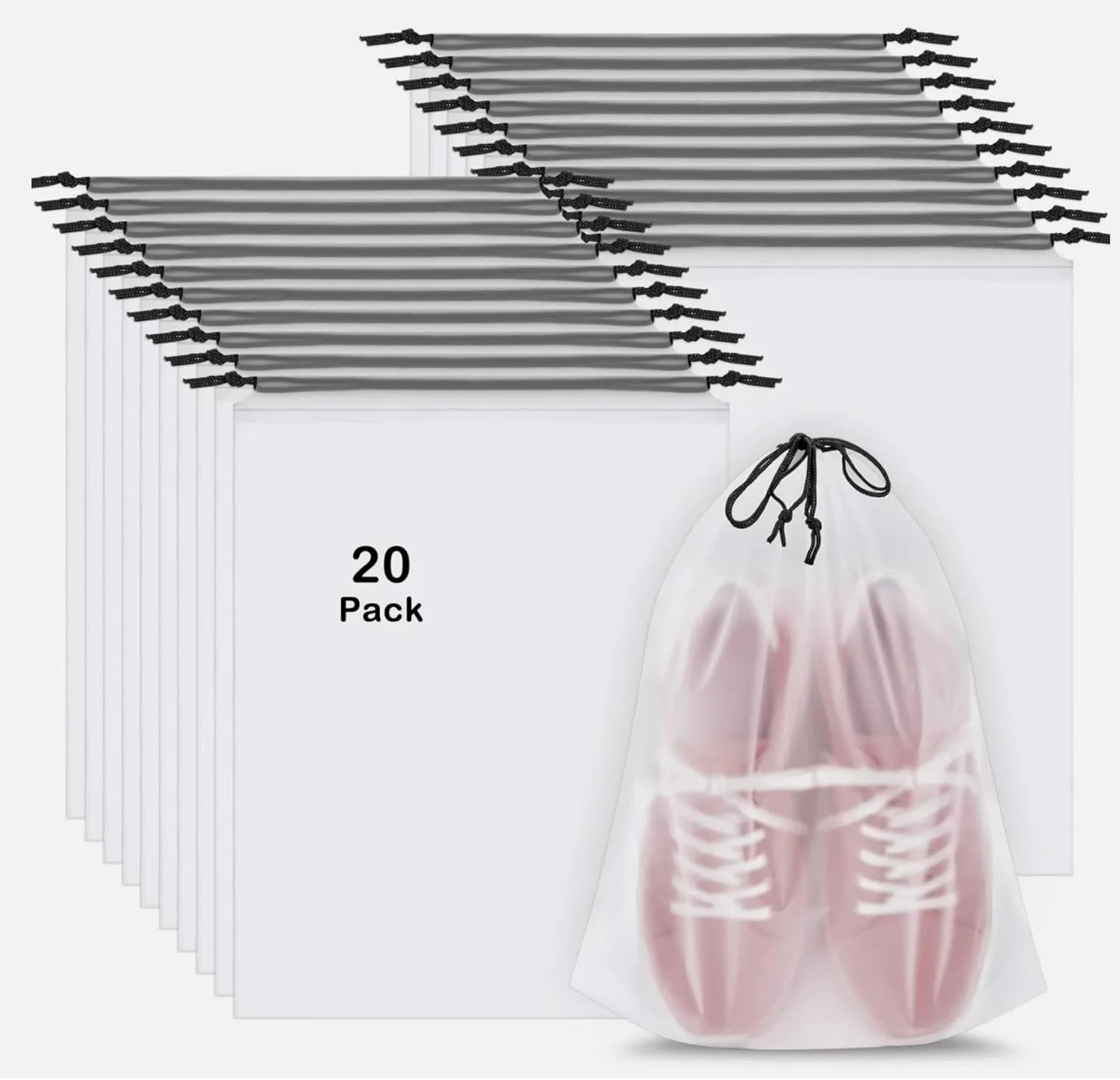 20Pack Shoe Bags for Travel, 15.7" x 11.8" Clear Travel Shoe Bags for Packing,