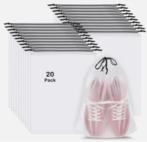 20Pack Shoe Bags for Travel, 15.7" x 11.8" Clear Travel Shoe Bags for Packing,