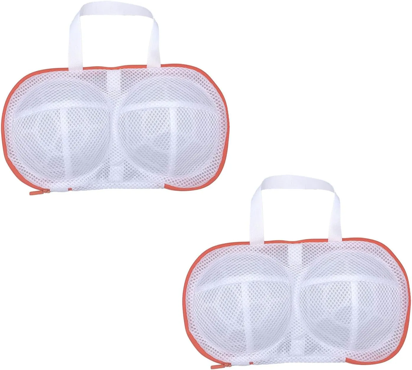 2PCS Bra Washing Bags for Laundry with Upgraded Large 3D Bracket Mesh, Lingerie Brassiere Wash Bags for Washing Machine, Underwear Storage Bag, Bra Organizer (Orange, A to C cup)