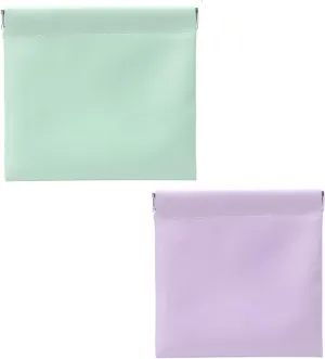 2Pcs One Push Open Leather Self Close Small Bags for Women Cosmetic Purse Pocket Electronics Accessories Travel Toiletry Case Organizer for Card Earphones Charger Jewelry Small Items