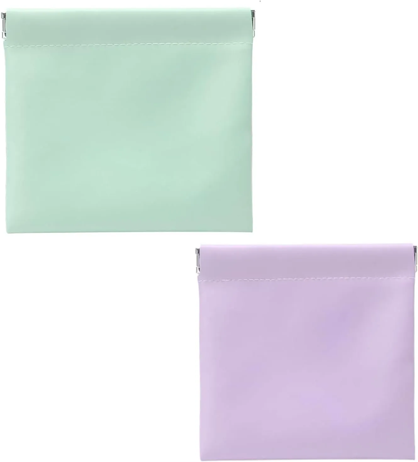 2Pcs One Push Open Leather Self Close Small Bags for Women Cosmetic Purse Pocket Electronics Accessories Travel Toiletry Case Organizer for Card Earphones Charger Jewelry Small Items