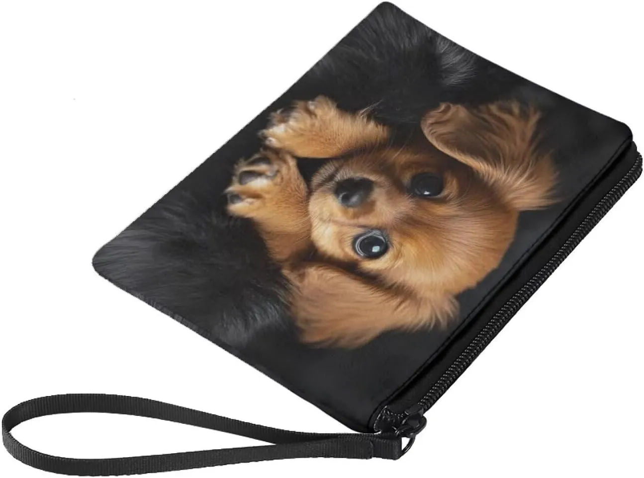 3D Dog Zippered Pouches for Purse Organization Foldable Cute Womens Pouches for Purse with Strap Fashion Sanitary Napkin Storage Bag for Teen Girls