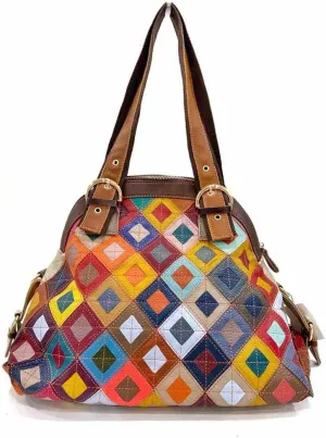 3D Flower Colorful Patchwork Hobo Purse Leather Handbag Colorful Designer Shoulder Bag Travel Work Crossbody Satchels