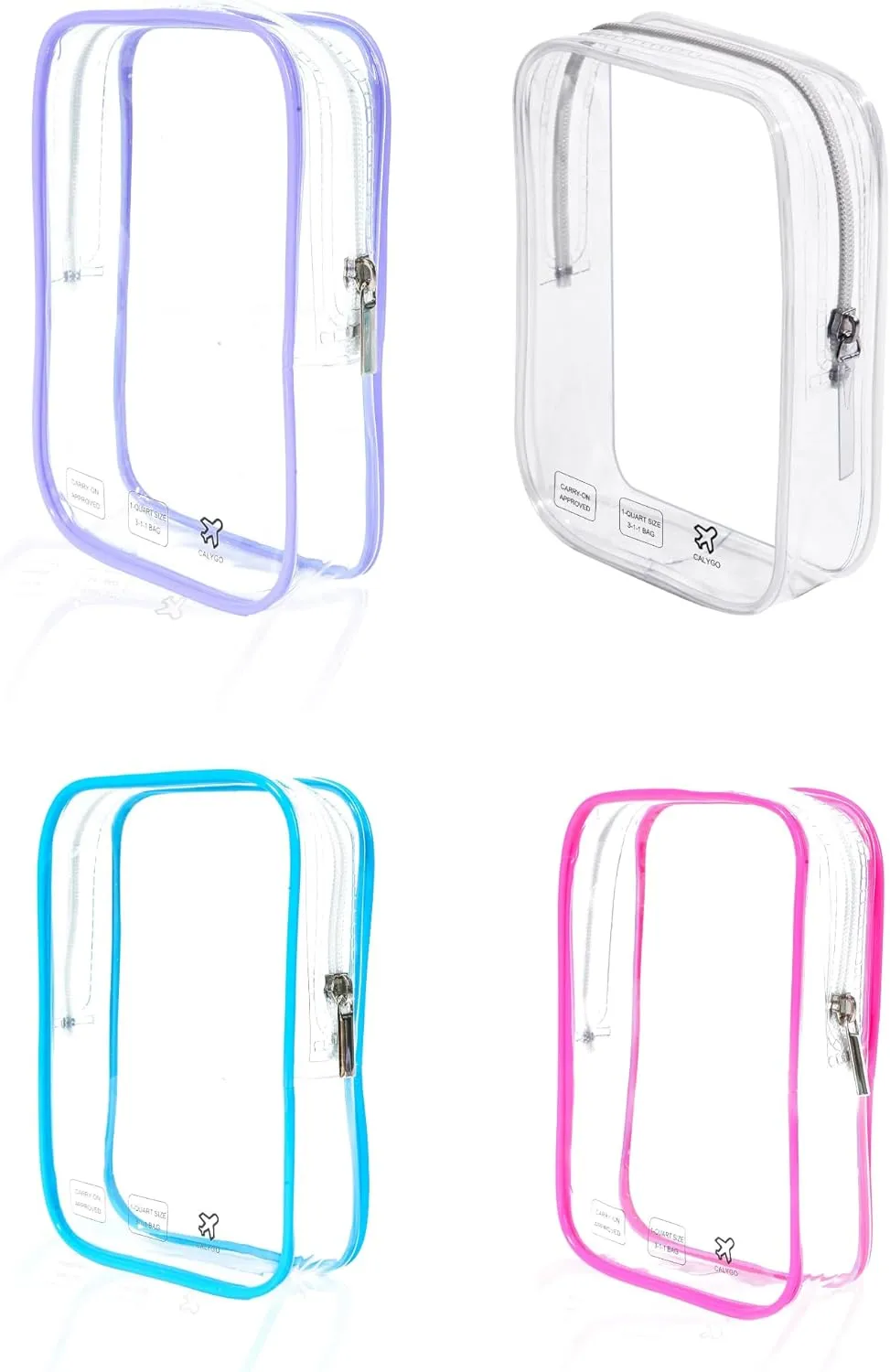 4 Pack TSA Approved Toiletry Bag, Clear Toiletries Bags Quart Size Travel Makeup Cosmetic Bag for Women Men, Carry on Airport Airline Compliant Bag