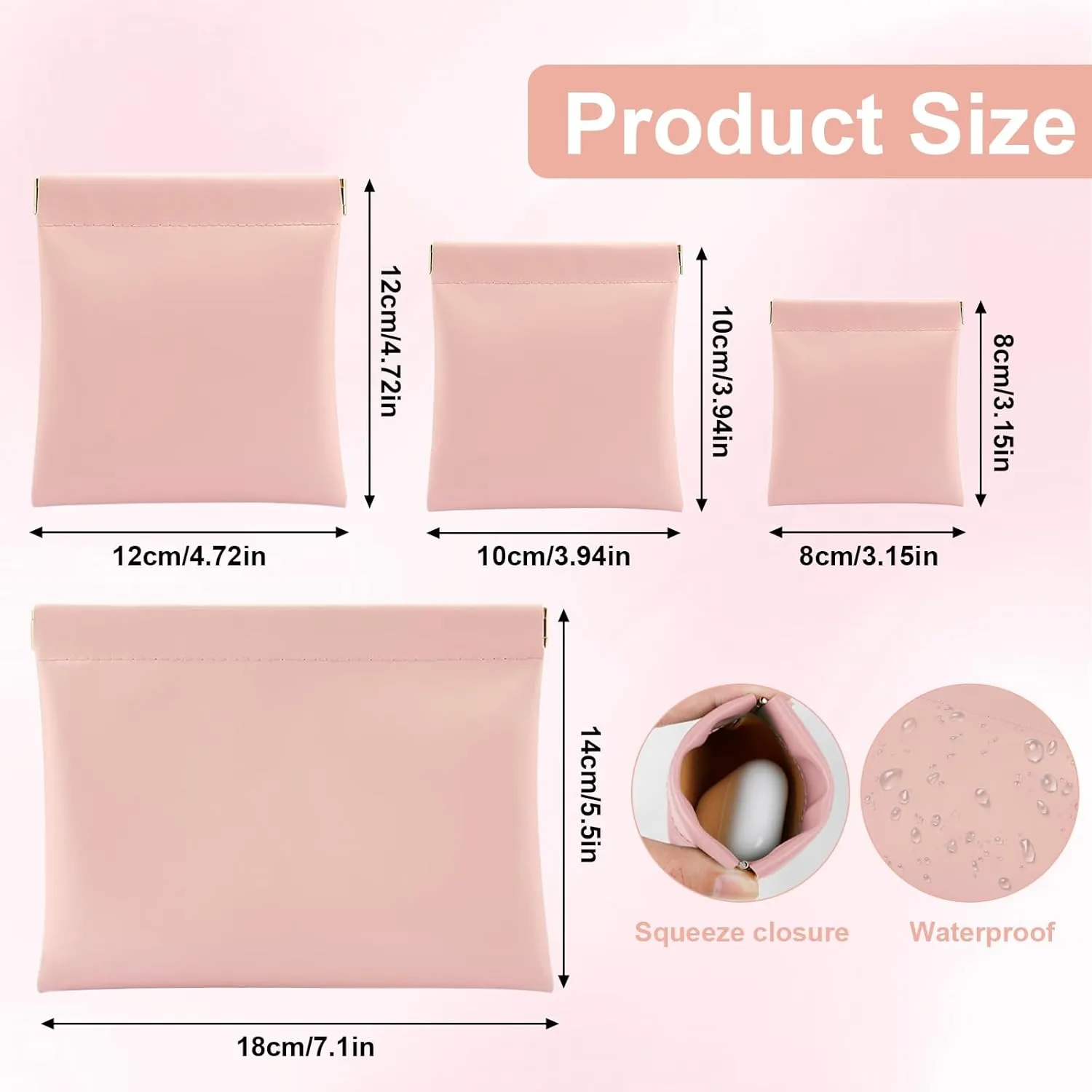 4 PCS Small Makeup Bag for Purse, Mini Portable Pocket Cosmetic Bag, Travel Pouches for Women, Lipstick Pouch for Purse, Mini Makeup Organizer for Coins Cards Jewelry(pink)