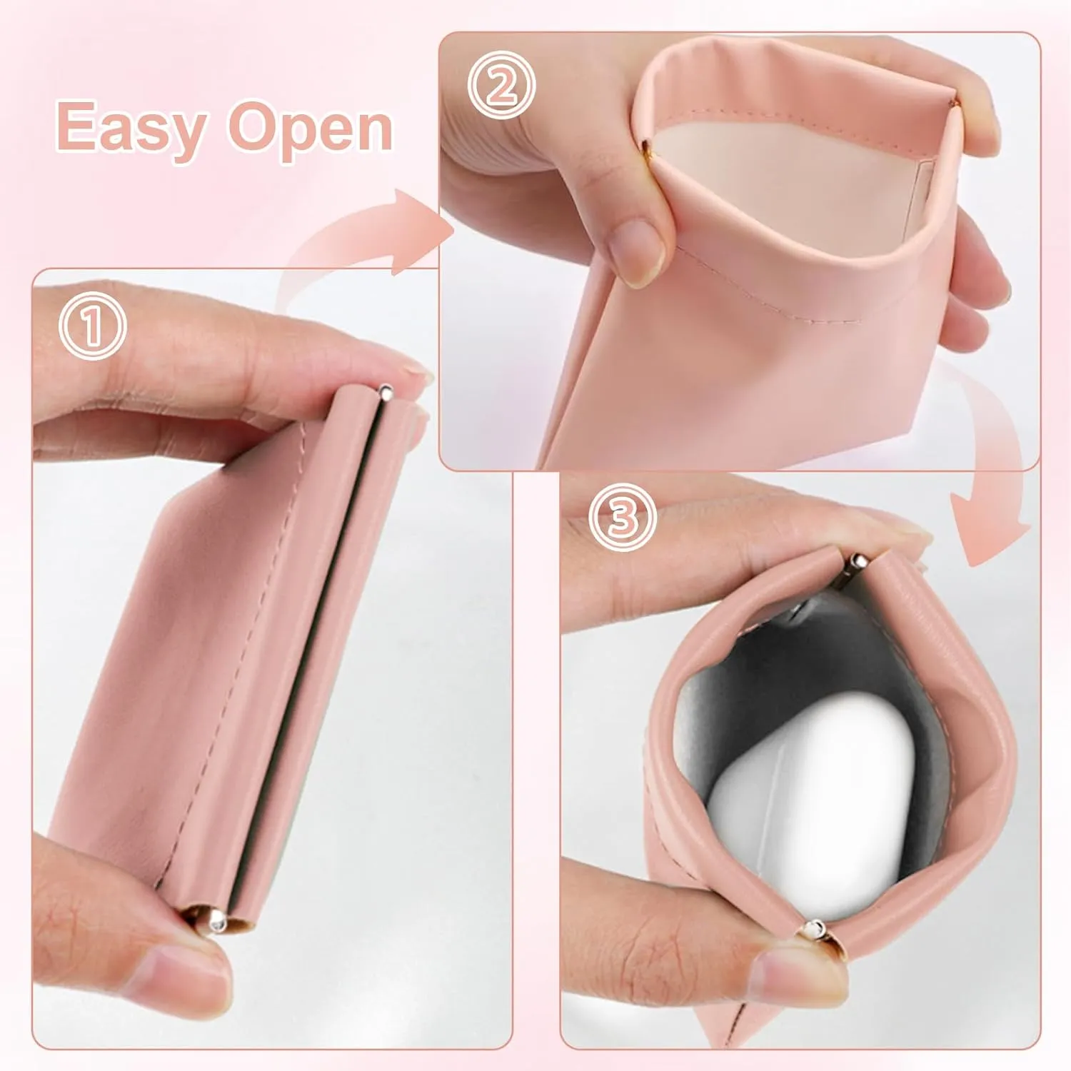 4 PCS Small Makeup Bag for Purse, Mini Portable Pocket Cosmetic Bag, Travel Pouches for Women, Lipstick Pouch for Purse, Mini Makeup Organizer for Coins Cards Jewelry(pink)