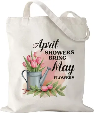 Aesthetic Tote Bags for Women Cute Spring Tote Bag Canvas Tote Bag for Vacation Shopping Grocery Spring Mother's Day Birthday Gifts for Women Tulip Flowers Tote Bag