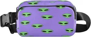 Alien Green Head Black Eyes Belt Bag for Women Men Fanny Pack Small Waist Pouch Crossbody Bags for Outdoor Hiking Running Travel