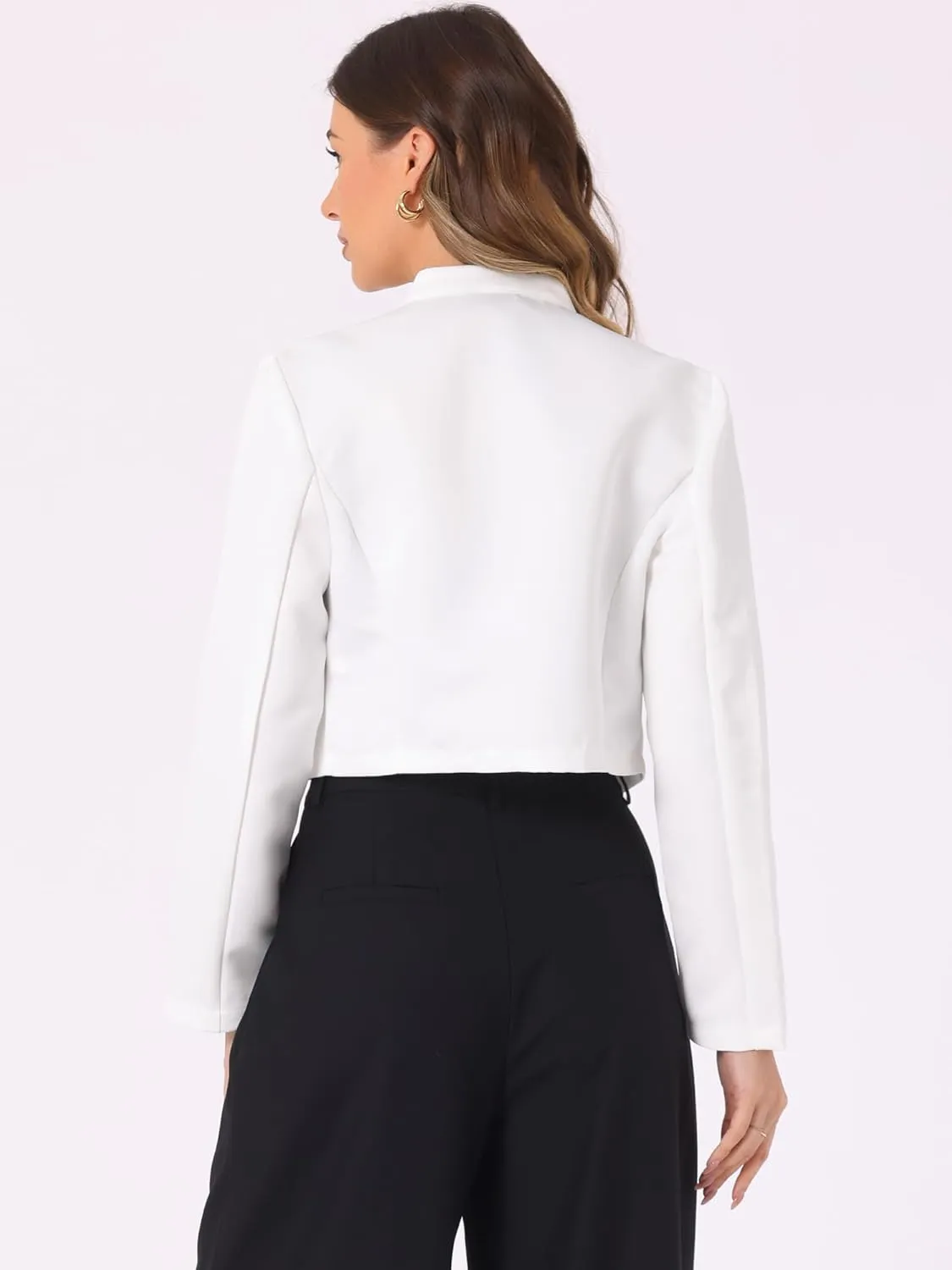 Allegra K Satin Blazer for Women's Elegant Business Casual Open Front Cropped Jacket