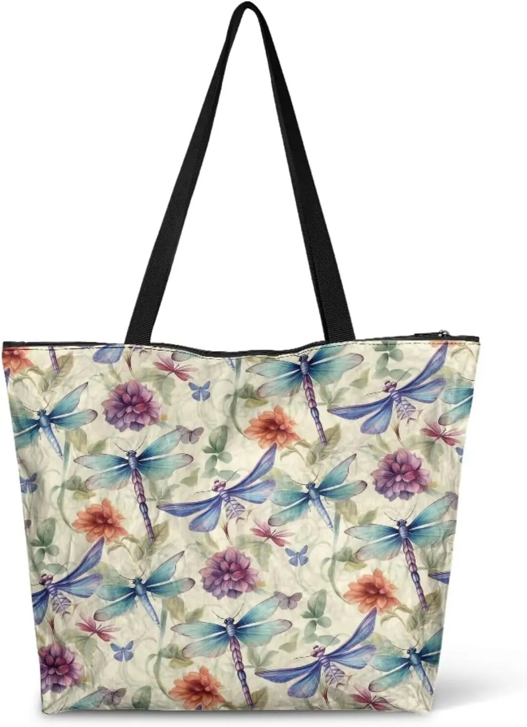 American Flag Eco-Friendly Paper Tote Bag, Ethnic Tribal Reusable Handbag Adorable Dog Animal Tote Bag for Women