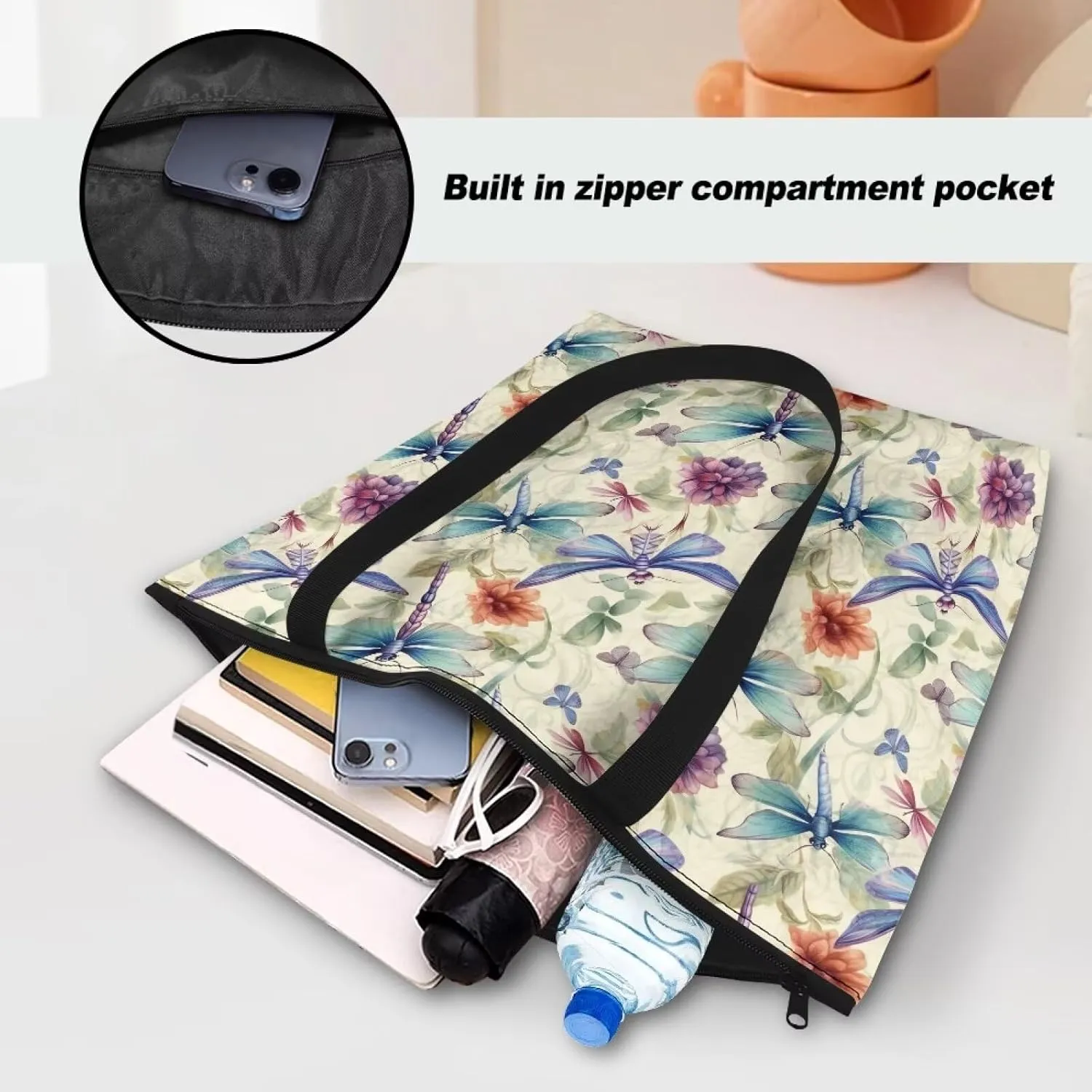 American Flag Eco-Friendly Paper Tote Bag, Ethnic Tribal Reusable Handbag Adorable Dog Animal Tote Bag for Women