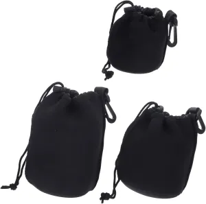 Angoily Travel Lens Protector Bag Camera Lens Pouch Case Drawstring Closure for Dslr Camera Accessories