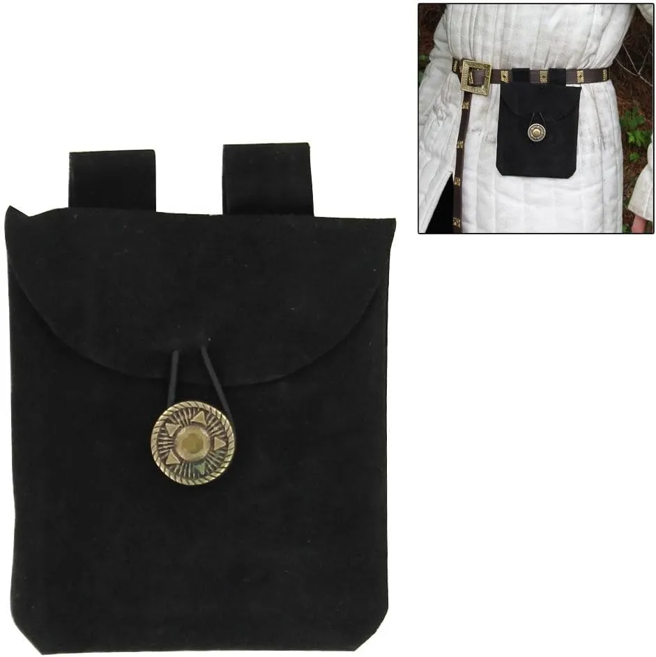 Armory Replicas Renaissance Vibes: Medieval Black & Brown Suede Pouches, Conscious Violet & Peaceful Blues Leather Lights