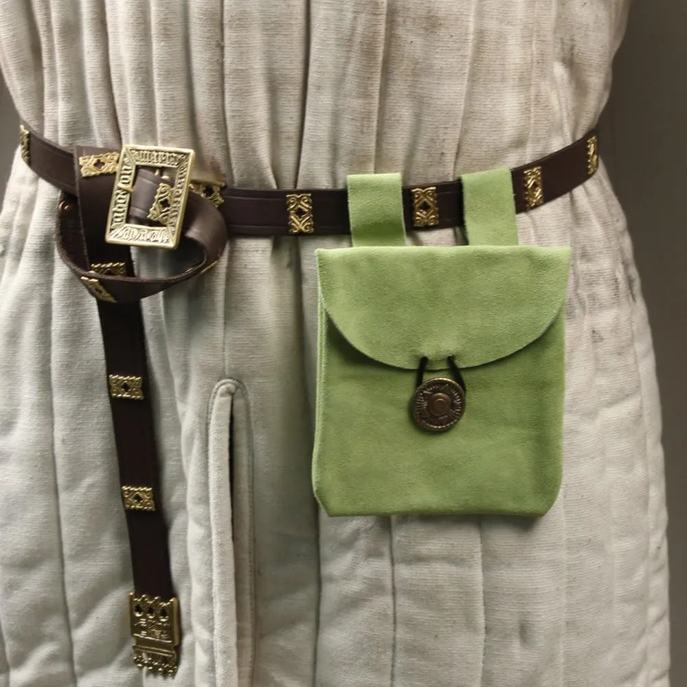 Armory Replicas Renaissance Vibes: Medieval Black & Brown Suede Pouches, Conscious Violet & Peaceful Blues Leather Lights