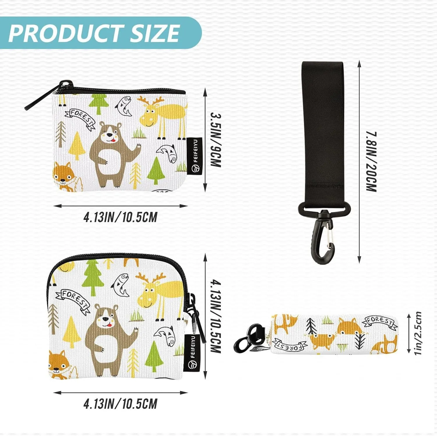 Around Wristlet Keychain Small Wallet Mini Coin Purse Dual Pouch Portable Detachable with Pocket for Women Men,pattern 10