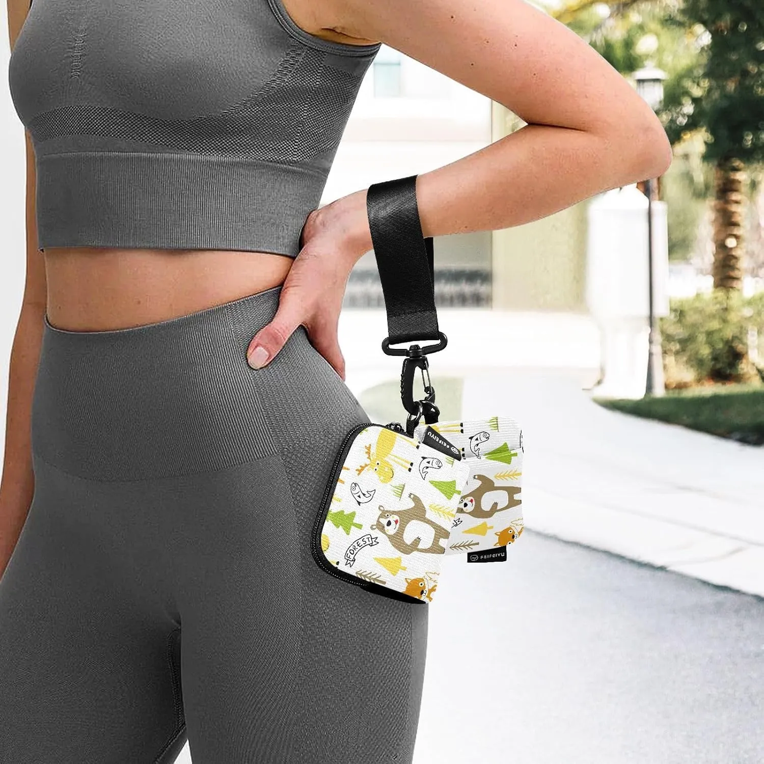 Around Wristlet Keychain Small Wallet Mini Coin Purse Dual Pouch Portable Detachable with Pocket for Women Men,pattern 10