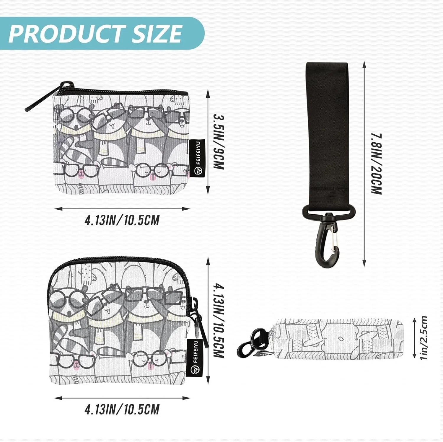 Around Wristlet Keychain Small Wallet Mini Coin Purse Dual Pouch Portable Detachable with Pocket for Women Men,pattern 1