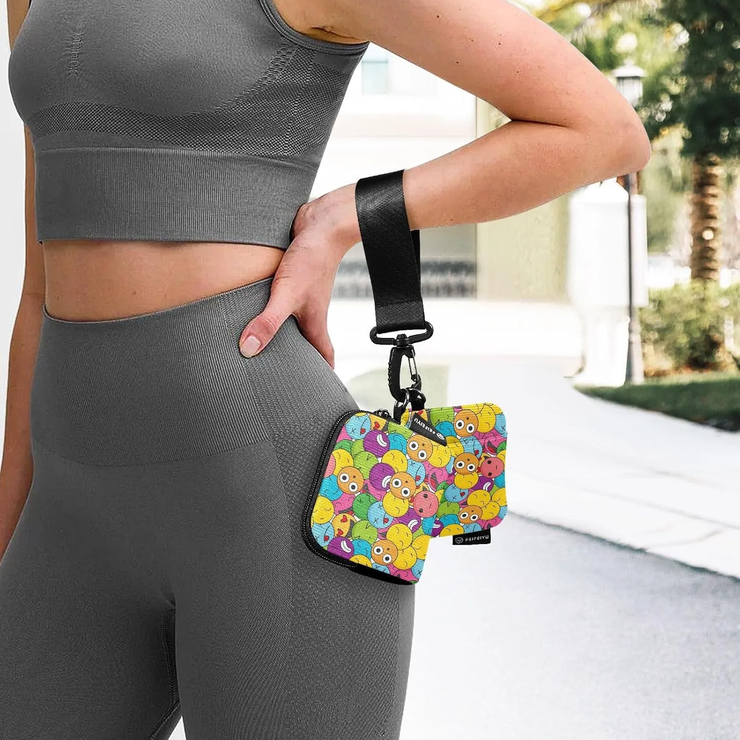 Around Wristlet Keychain Small Wallet Mini Coin Purse Dual Pouch Portable Detachable with Pocket for Women Men,pattern 3