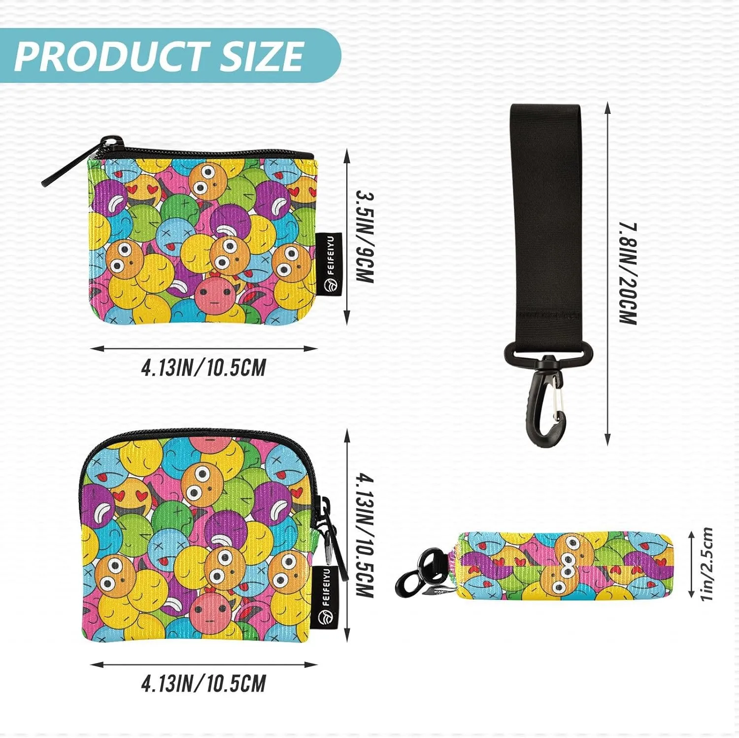 Around Wristlet Keychain Small Wallet Mini Coin Purse Dual Pouch Portable Detachable with Pocket for Women Men,pattern 3
