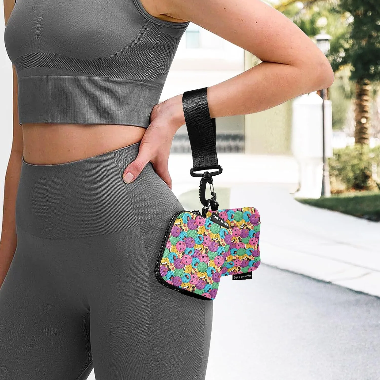 Around Wristlet Keychain Small Wallet Mini Coin Purse Dual Pouch Portable Detachable with Pocket for Women Men,pattern 4