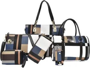 Bags for Women Women's Bags Fashionable One Shoulder Crossbody Bags Six Piece Set Mother and Child Bags Women's Bags(Blue)