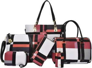 Bags for Women Women's Bags Fashionable One Shoulder Crossbody Bags Six Piece Set Mother and Child Bags Women's Bags(Red)
