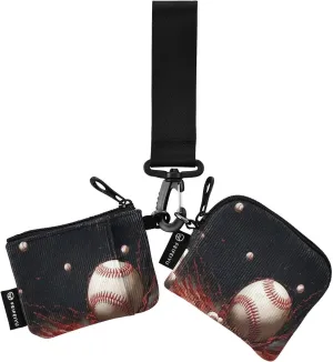 Baseball Zip Around Wristlet Wallet for Women Portable Detachable Dual Pocket Keychain Wallet Wrist Wallet