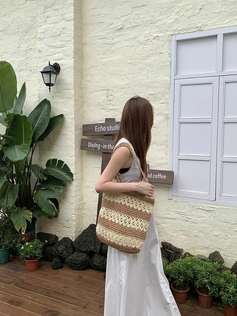 Beach Bag, Large Beach Bag for Women, Woven Straw Beach Tote Bag Waterproof, Weaving Swim Shopping Travel Bag