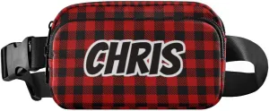 Black Red Buffalo Plaid Check Custom Fanny Pack for Women Men Personalized Crossbody Belt Bag Fashion Waist Packs Purse for Running Hiking Cycling