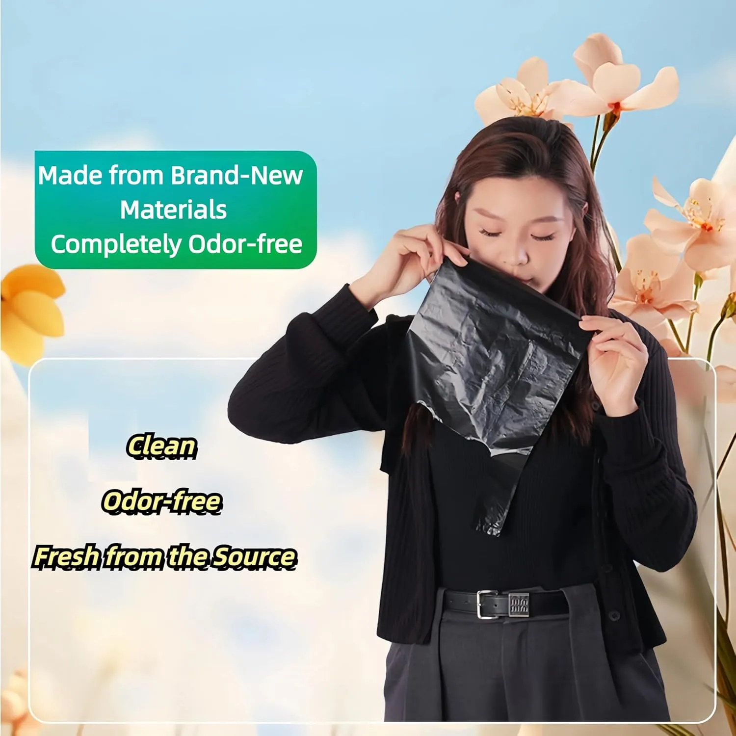 Black Small T-Shirt Trash Bags,Perfect for Dogs&Cats Poop Bags,Biodegradable with Handles (100 Count)