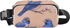 Blue Birds Peach Flowers Fashionable Crossbody Bag Waist Packs for Women Men Teenagers Multipurpose Cross Body Bag Belt Pack with Adjustable Strap for Workout Running Hiking
