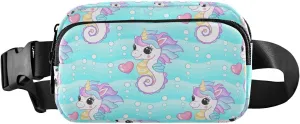Blue Unicorn Seahorse Fanny Pack for Women Men Crossbody Belt Bag Fashion Waist Packs Purse with Adjustable Strap Hip Bag for Workout Travel Outdoors