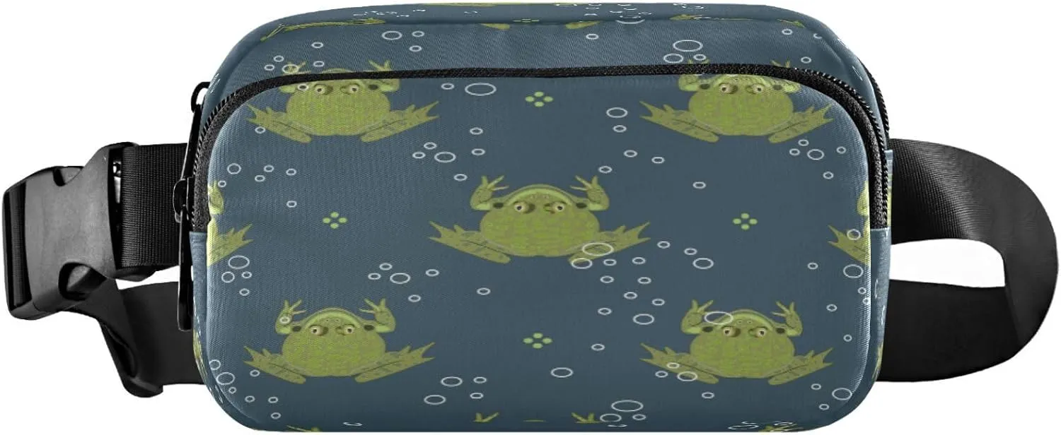 Boccsty Animal Green Frogs Belt Bag for Women Men Fanny Pack Small Waist Pouch Crossbody Bags for Outdoor Hiking Running Travel