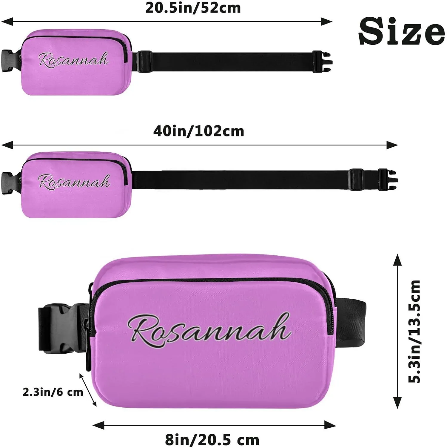 Boccsty Custom Violet Belt Bag for Women Men Fanny Pack Small Waist Pouch Crossbody Bags for Outdoor Hiking Running Travel