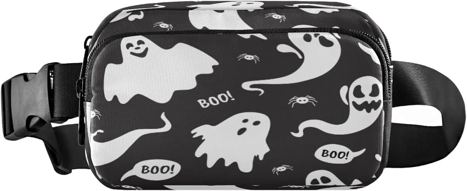Boccsty Cute Ghost Boo Halloween Belt Bag for Women Men Fanny Pack Small Waist Pouch Crossbody Bags for Outdoor Hiking Running Travel